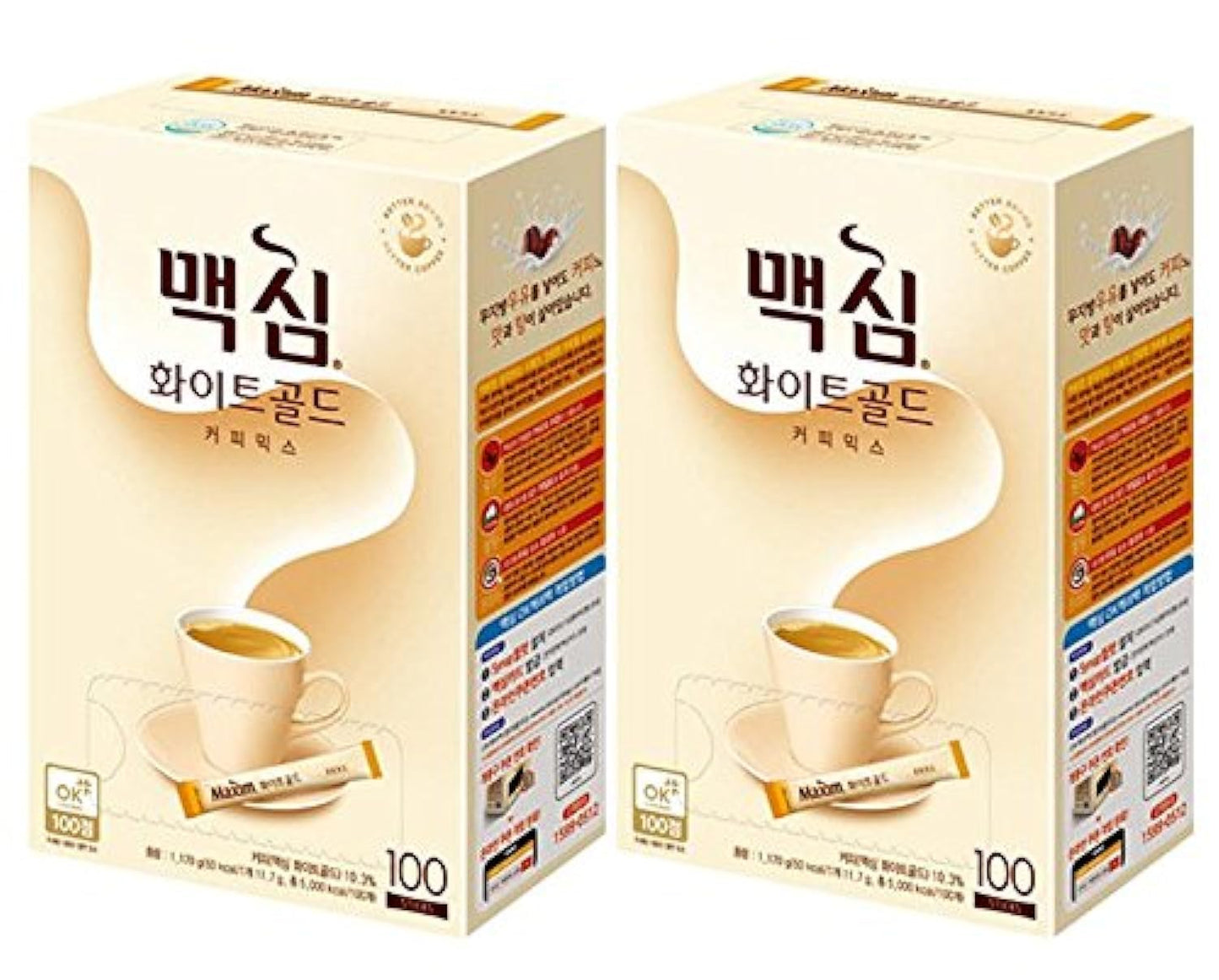Maxim Coffee Mix, Instant Coffee (  ? ?      ?) 100 sticks/pack (White Gold, 100 Sticks x 2 Box)