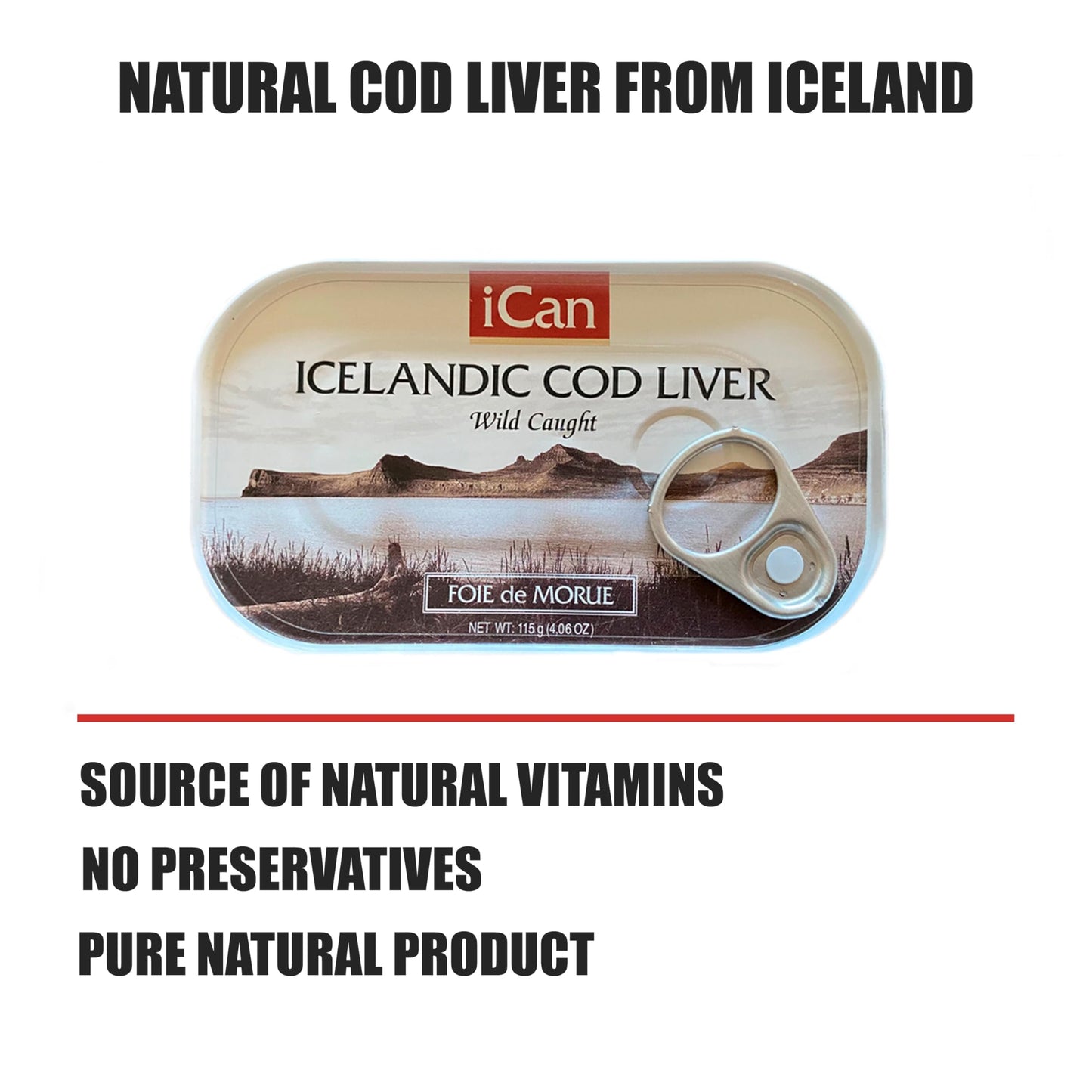 Icelandic Cod Liver Wild Caught (Foie De Morue) Slice 4Oz. (Pack Of 12 Cans)