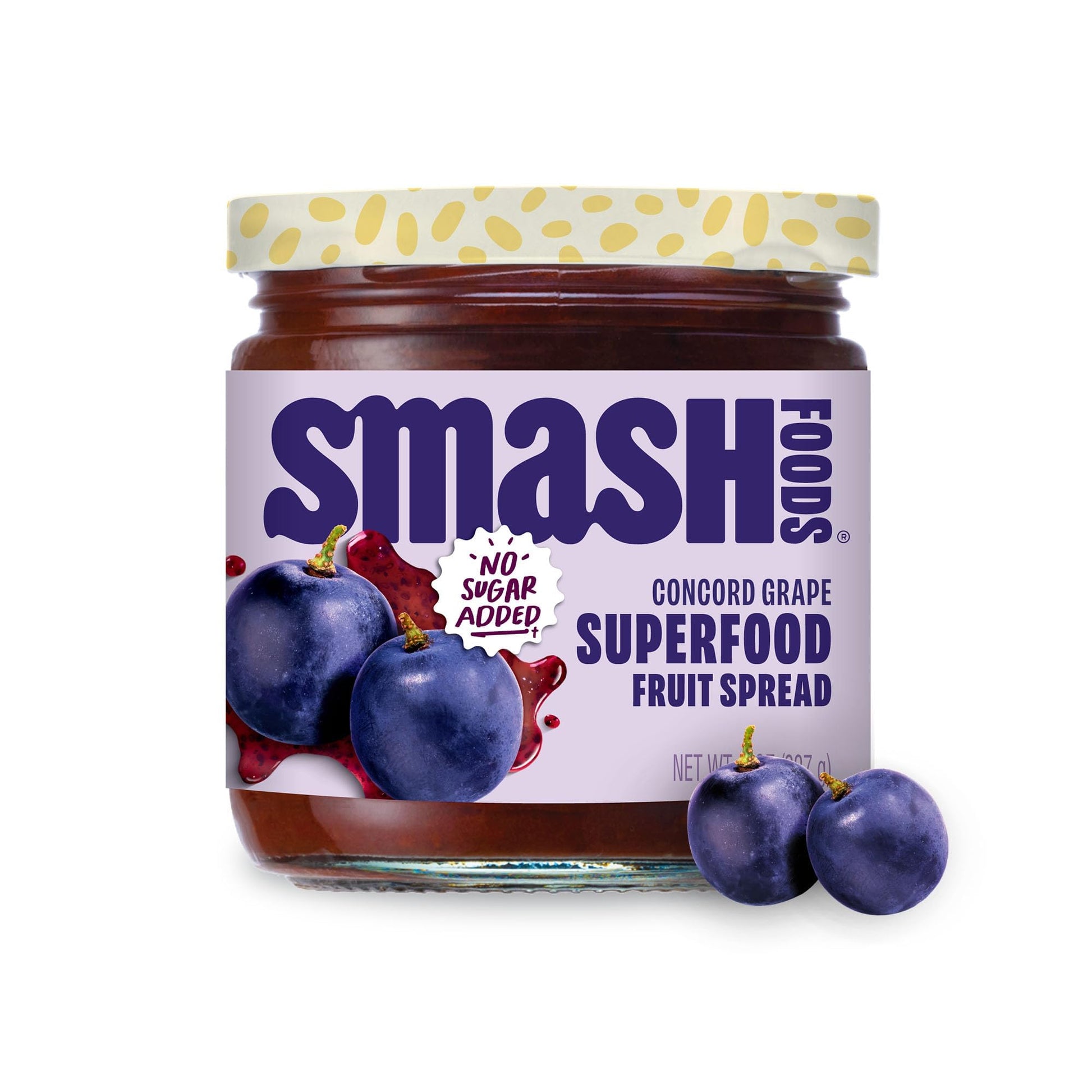 Smash Foods Grape Jam | Low-Calorie, No Sugar Added Keto Jam With Upcycled Fruit & Chia Seeds | Vegan, Paleo Superfood Fruit Spr
