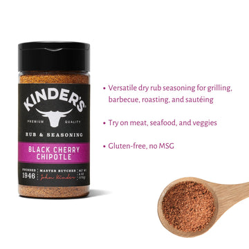 3-Pack Kinder'S Black Cherry Chipotle Seasoning & Bbq Rub (6 Oz Each). Premium Gluten-Free Seasoning. Includes Complimentary Tea