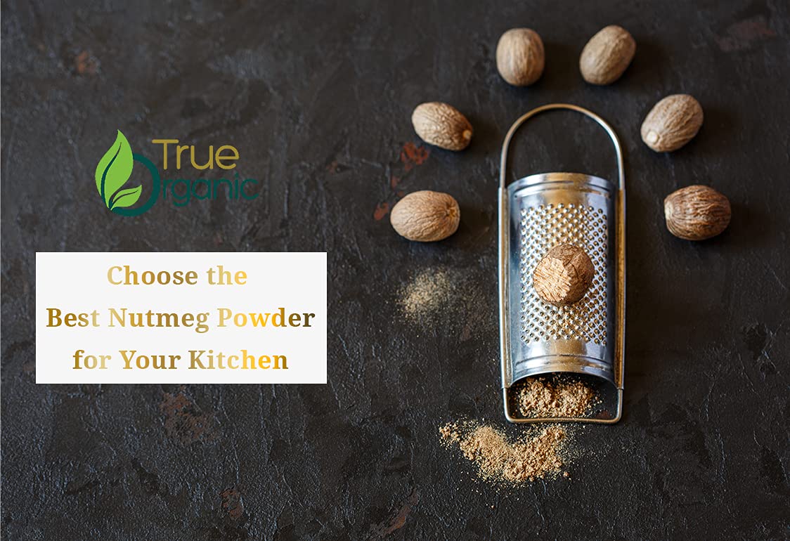 True Organic Ceylon Nutmeg Powder, Premium Grade, Usda & Kosher Certified, Gluten Free, Pure Ceylon Premium Quality, Ground 3.5