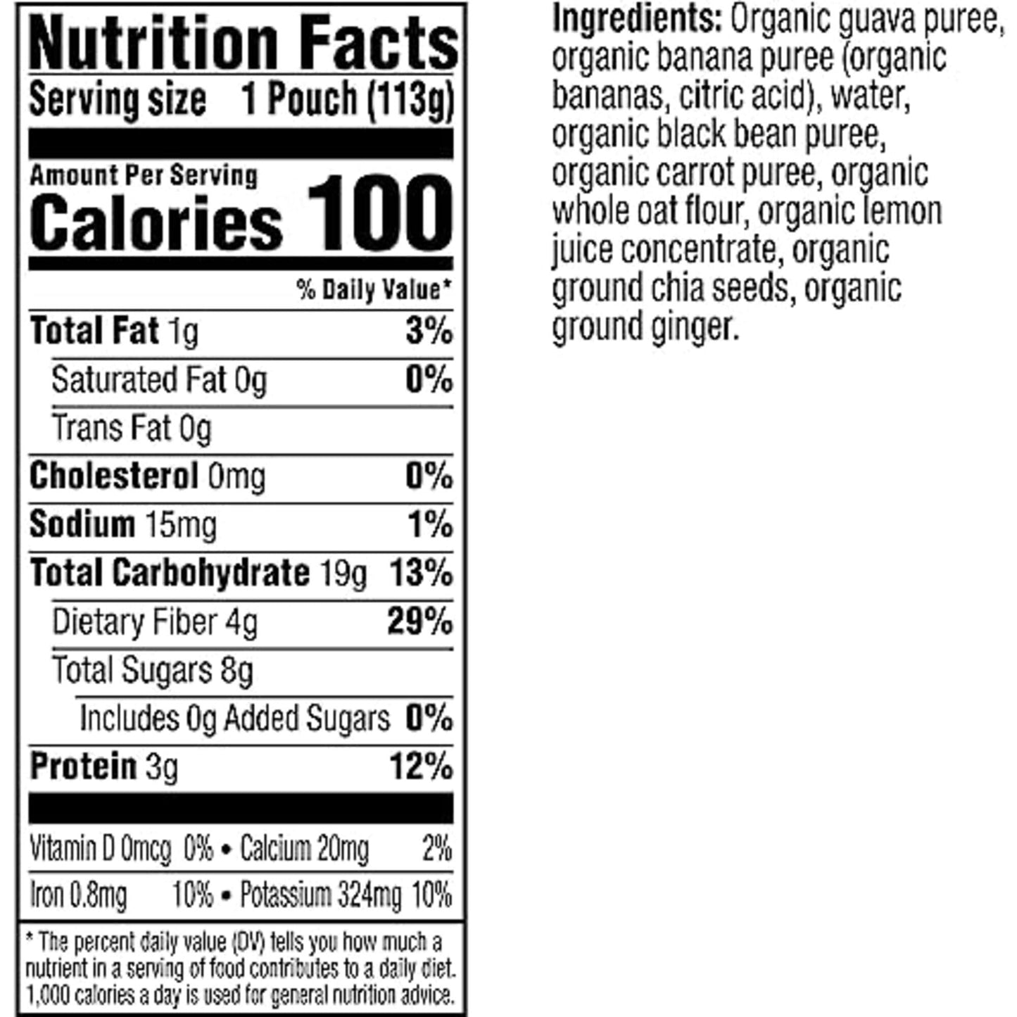 Plum Organics Mighty 4 Organic Toddler Food - Guava, Banana, Black Bean, Carrot, And Oat - 4 Oz Pouch (Pack Of 12) - Organic Fru