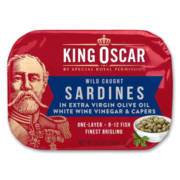 King Oscar Brisling Sardines in Extra Virgin Olive Oil, Wild Caught, 3.75 Ounce (Pack of 12), Gluten Free, Low Carb, Natural