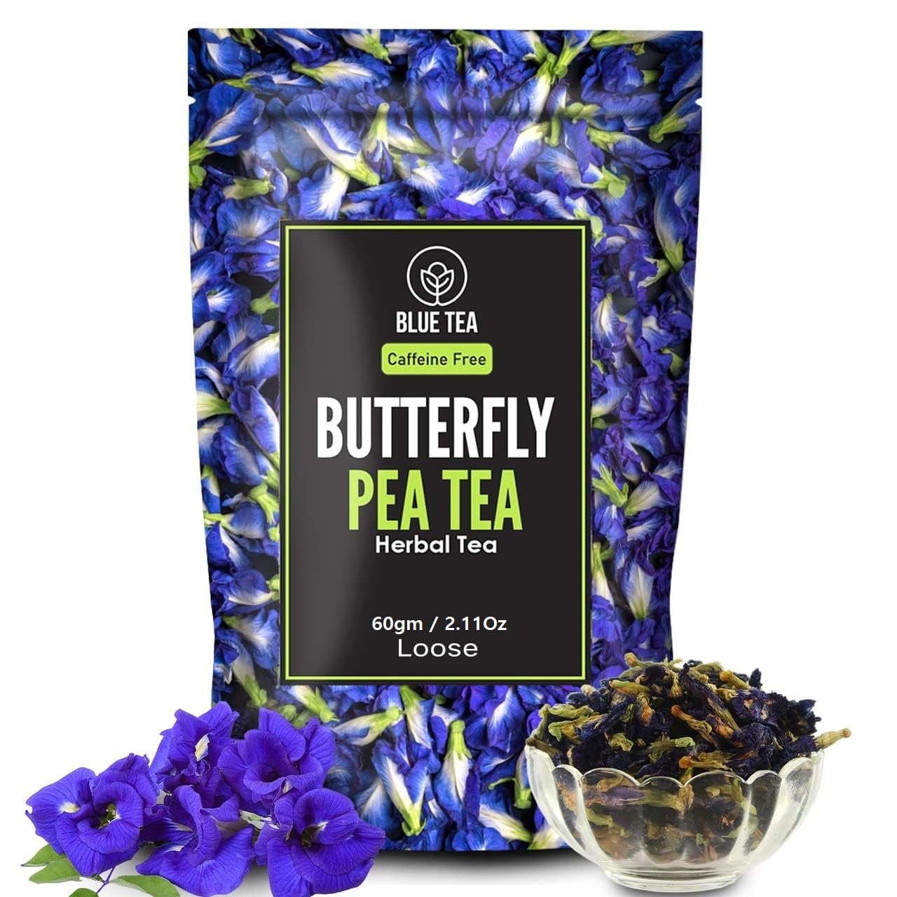 Blue Tea - Butterfly Pea Flower Tea - 60Gm - 200 Cups | Rakhi Gift For Sister | Super Anti-Oxidant | Herbal Tea - Flower Based - Natural Ingredients - Detox Tea - Energy Blend Free - Vegan | Zipper Pack