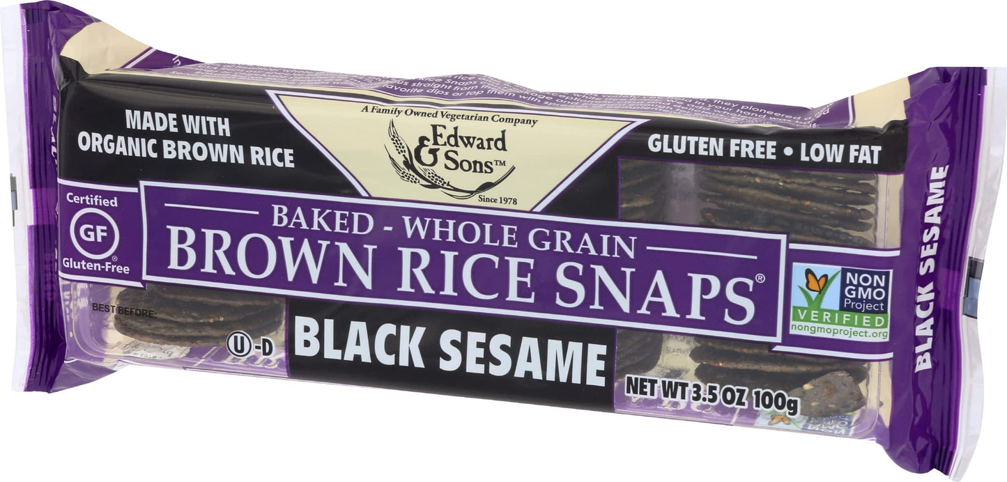 Edward & Sons, Brown Rice Snaps, Black Sesame Flavor, Organic, 3.5 oz