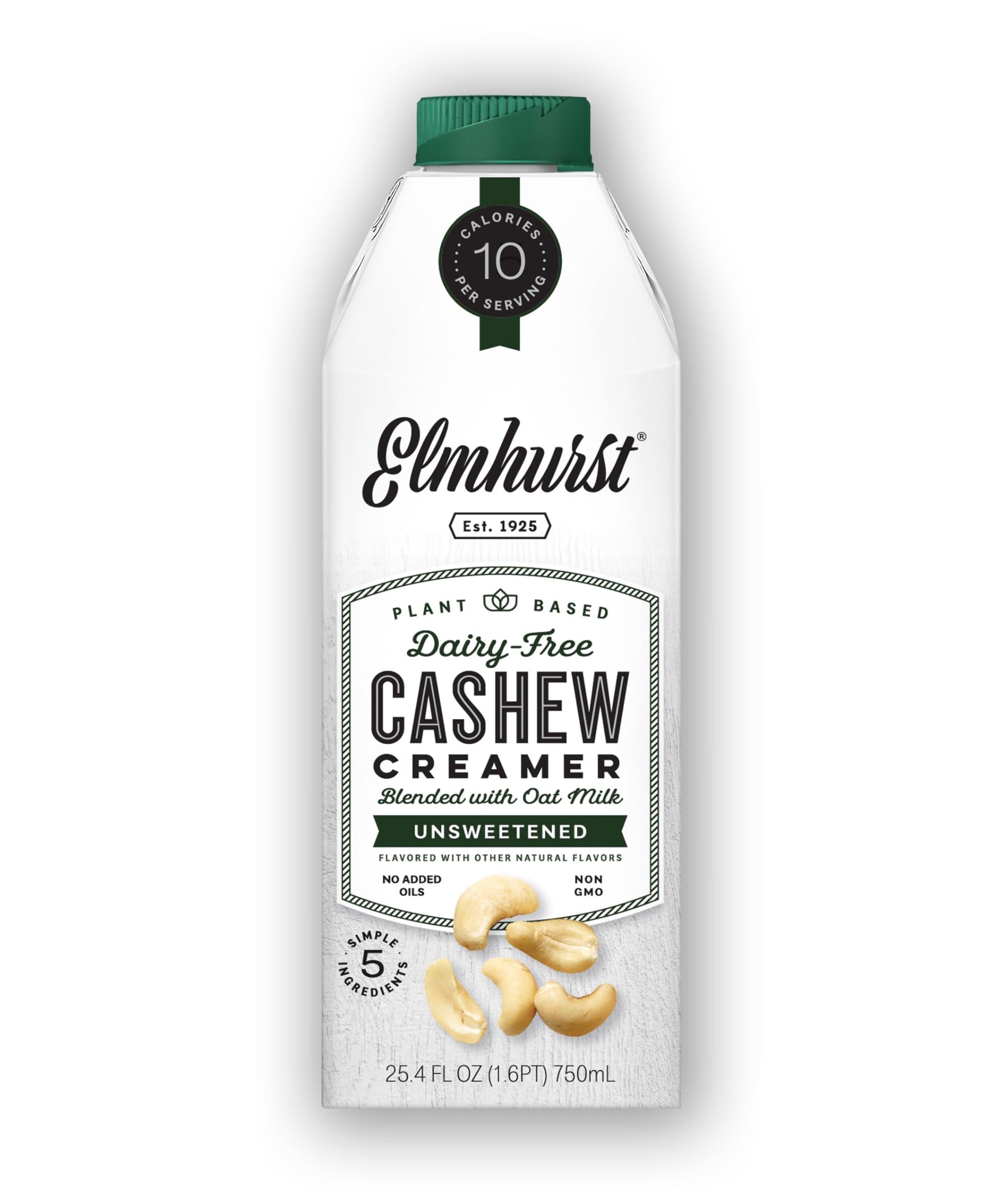 Elmhurst Milked - Unsweetened Cashew Creamer 25.4 Ounce (Pack of 6)