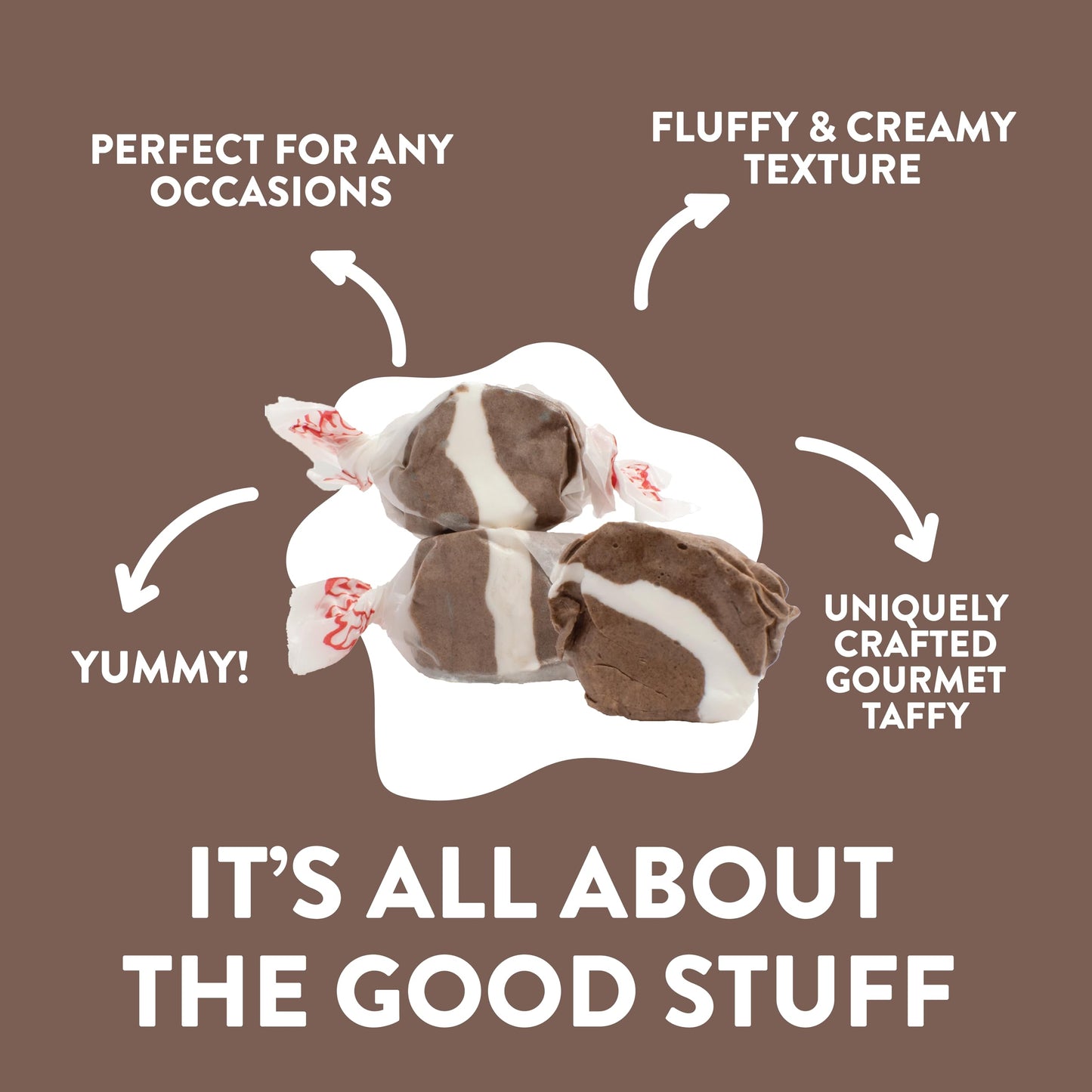 Taffy Town Saltwater Taffy- Cookies & Cream | Gourmet Taffy| Nougat-Style Candy| Soft & Delicious| Sumer Snack Treats| Party Good Candies| 2.5Lbs