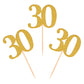 Donoter 50Pcs 30Th Cupcake Toppers Gold Glitter Number 30 Cake Picks For Birthday Anniversary Party Decoration