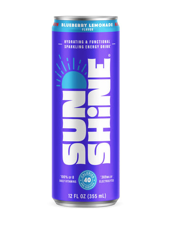 Legendary Sunshine Sparkling Energy Drink, Blueberry Lemonade, Caffeine Water, 12 Fl Oz, Pack of 12