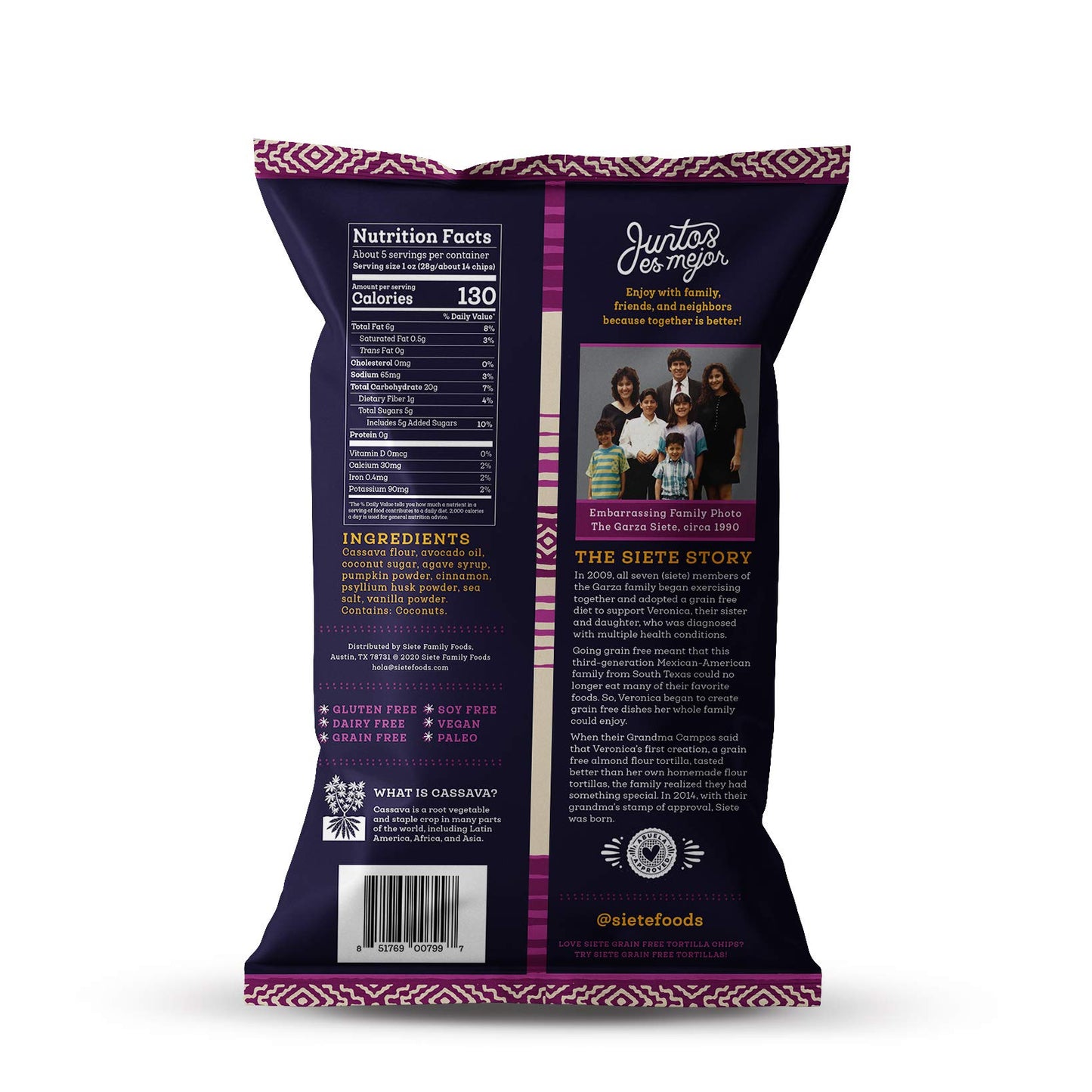 Siete Grain Free Cinnamon Churro Strips, 5 Oz Bag (1 Pack) - Dairy Free, Paleo, Vegan, Non-Gmo, Gluten Free