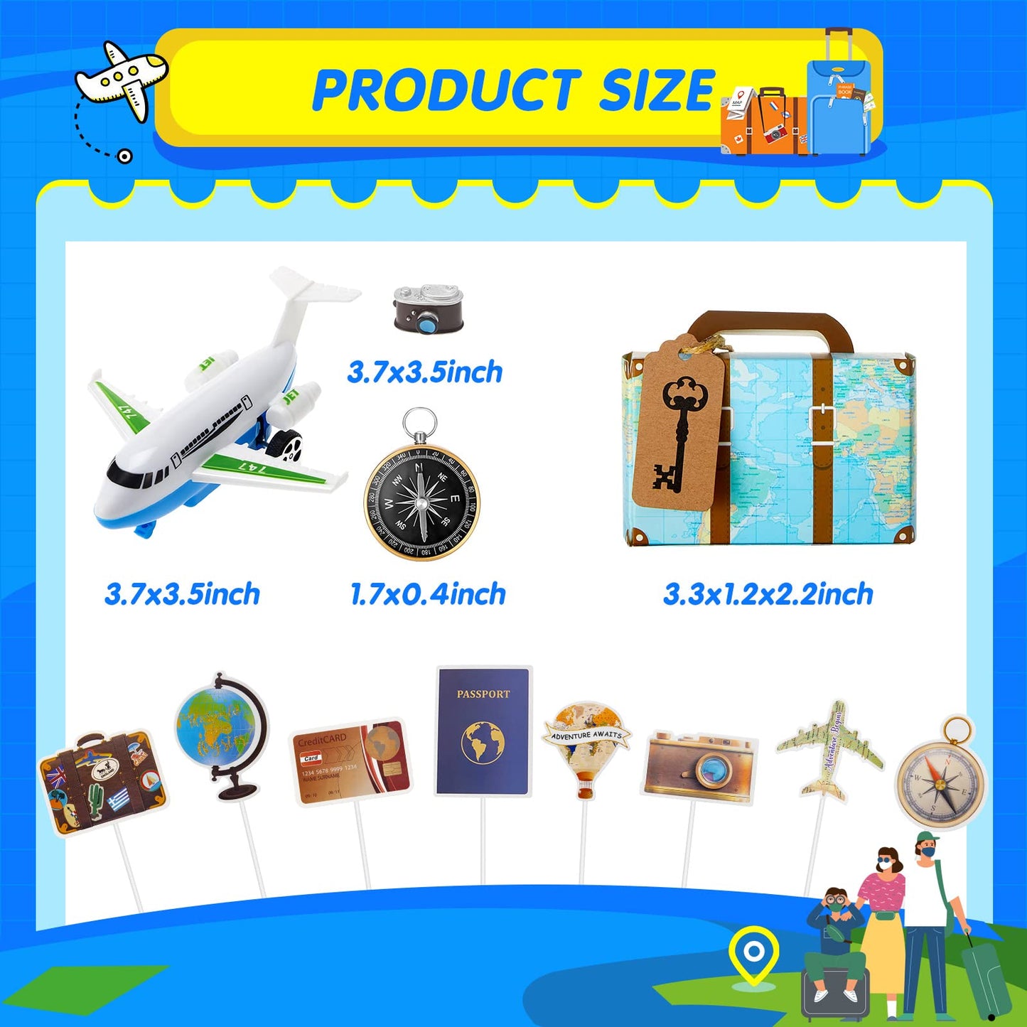 24 Pcs Travel Cake Topper Decorations Let The Adventure Begin Travel Theme Cupcake Toppers Mini Suitcase Airplane Cameras Miniat