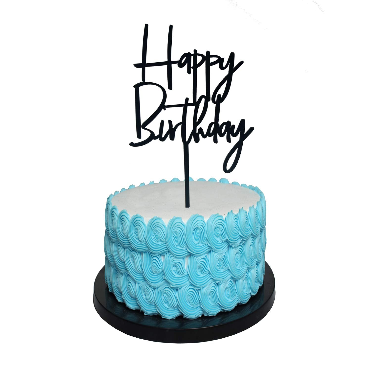 Happy Birthday Cake Topper Birthday Party - Happy Birthday Party Decoration(Black)