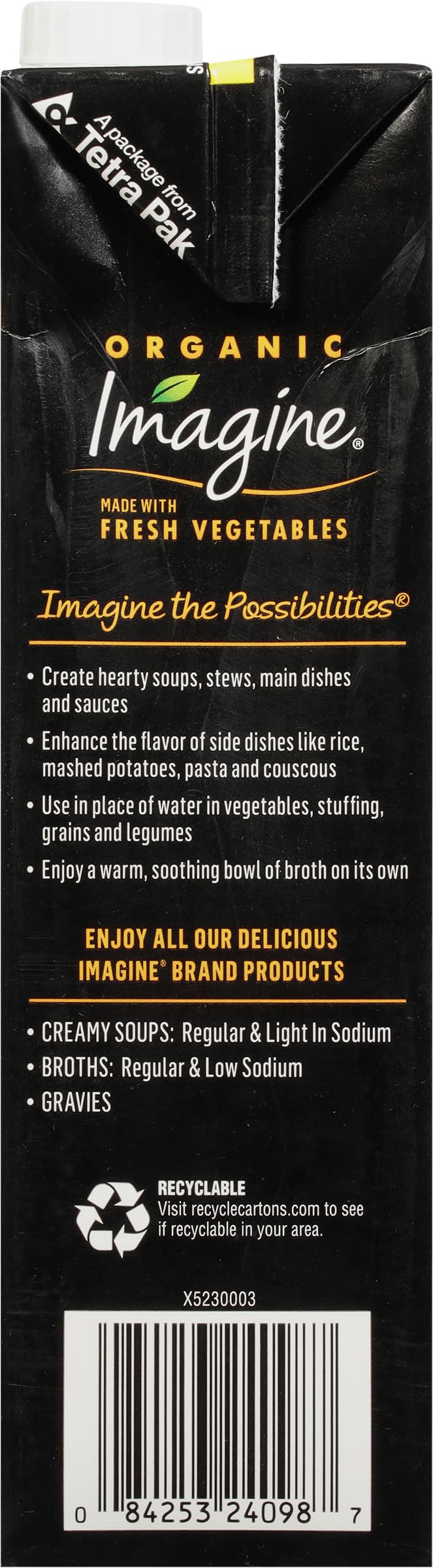 Imagine Organic Low Sodium Vegetarian No-Chicken Broth, 32 Fl Oz (Pack Of 6)