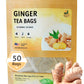 Teadreamtea Ginger Tea Bags - 50 Bleach-Free Tea Bags | Caffeine Free, Antioxidant, Calms Upset Stomach - Strengthen Immune System - Herbal Ginger Tea
