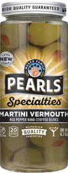 PEARLS Martini with Vermouth Pimiento Stuffed Queen Olives, Pack of 6, 6.7 oz Jars, Red
