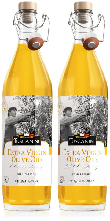 Tuscanini Italian Extra Virgin Cold Pressed Olive Oil, 25.3Oz (2 Pack) Ultra-Premium Unfiltered | Non Gmo | For Salads, Dipping