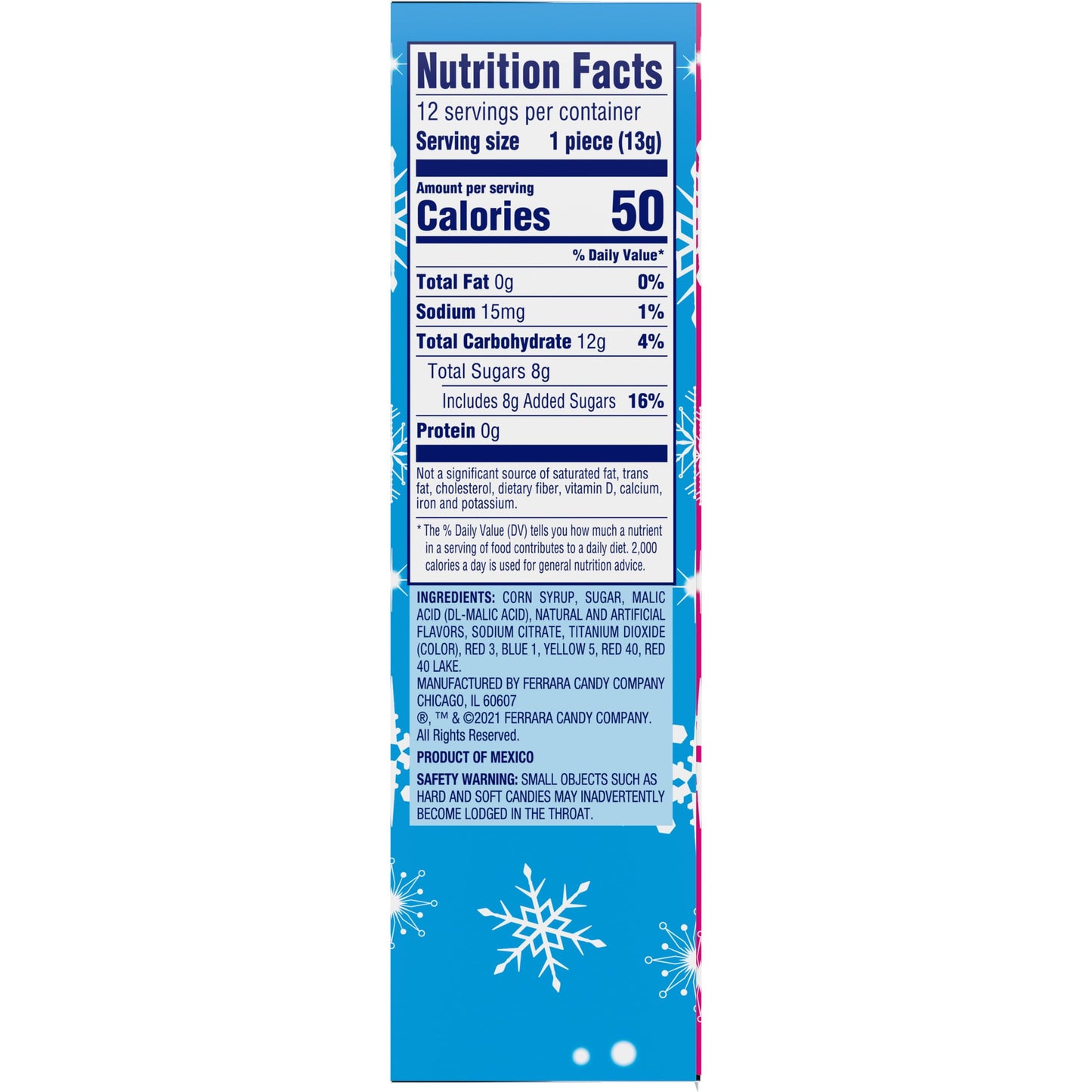 SweeTarts Holiday Candy Canes, 12 Count Box - Individually Wrapped Classic for Stocking Stuffers & Holiday Gifting