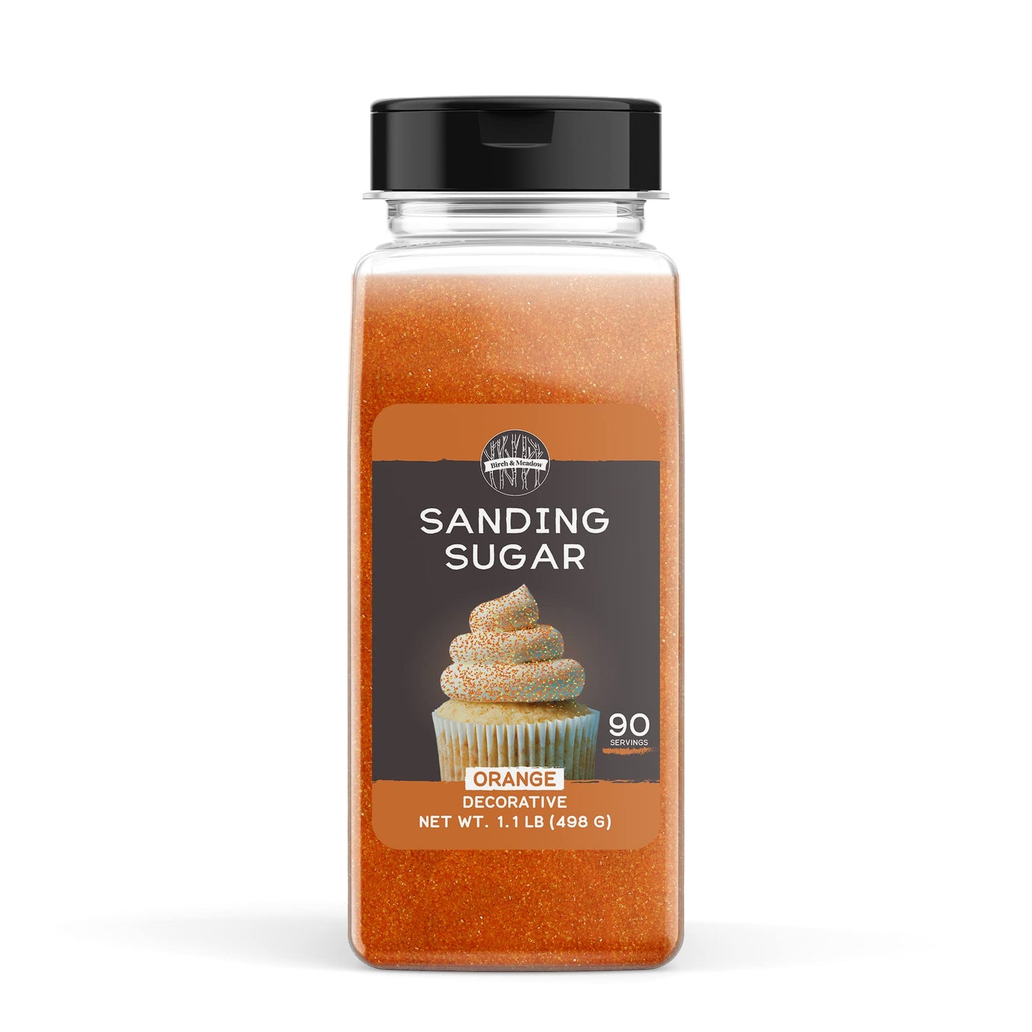BIRCH & MEADOW Orange Sanding Sugar Crystals, 17.6 oz for Holiday Baking