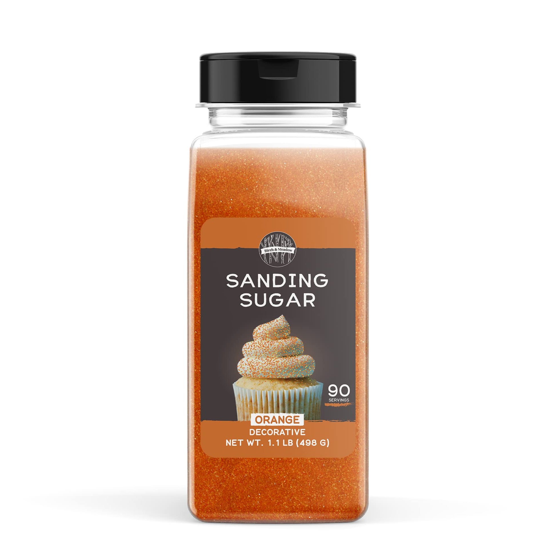 BIRCH & MEADOW Orange Sanding Sugar Crystals, 17.6 oz for Holiday Baking