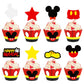 MOAXMOA Mickey Cupcake Toppers and Wrappers, Paper, 32 Toppers and 32 Wrappers, Perfect for Kids Birthday and Baby Shower Parties