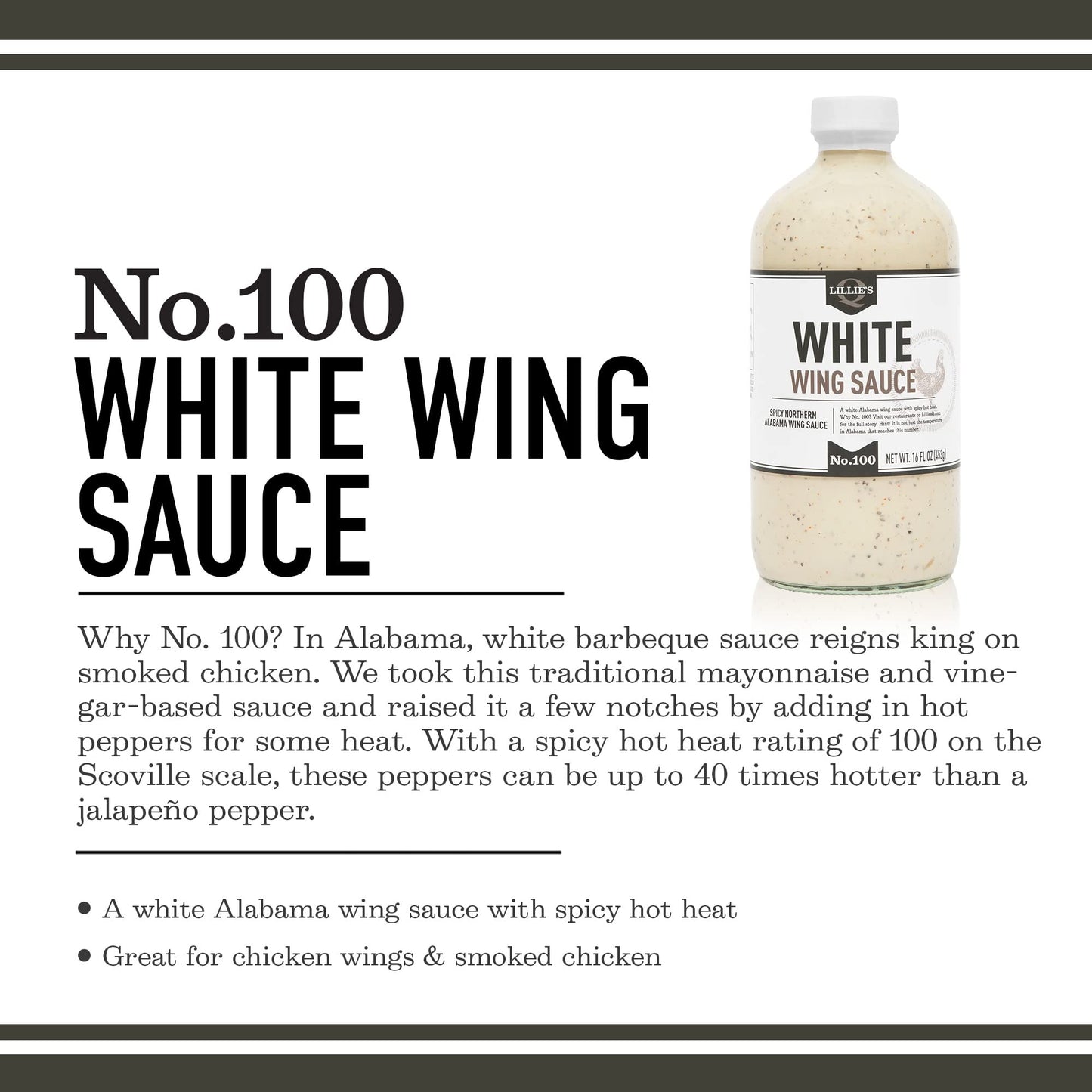 Lillie'S Q - White Wing Sauce, Mayonnaise- & Vinegar-Based, W/Gluten-Free Ingredients, Hot & Spicy Cayenne Flavor, Dairy-Free, G