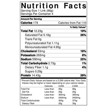 Meatcrafters Lamb Merguez Sausage With Fennel & Mint, No Antibiotics, Preservative Free, 12Oz (4-Pack, 16 Total Links)