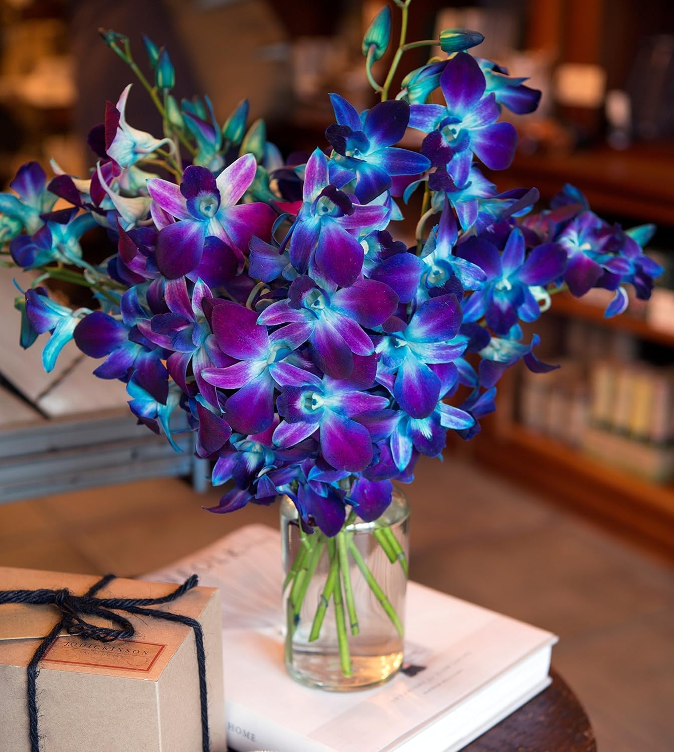KaBloom Flowers - Mothers Day Collection - 20 Blue Orchid with vase  Gift for Birthday  Sympathy  Anniversary  Get Well  Thank You  Valentine  Mothers Day Fresh Flowers