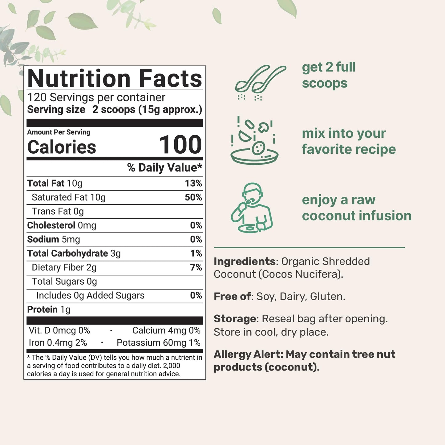 Organic Shredded Coconut Flakes, 4lbs | Raw Unsweetened Flavor, Medium Sized | Great for Baking, Smoothies, or Garnish | Non-GMO