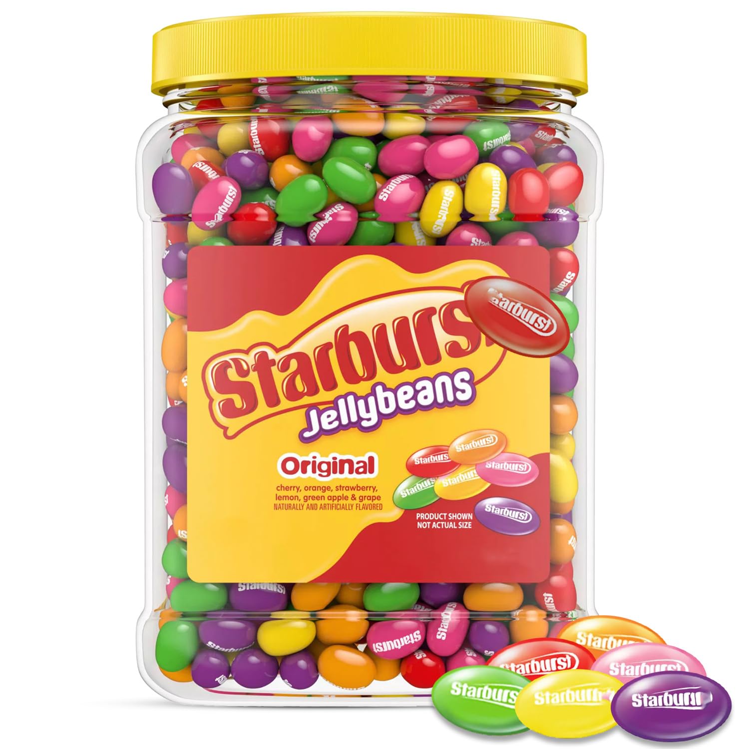 Bulk Jelly Bean Candy Large Bucket - 54oz Assorted Fruity Flavors, Soft, Chewy JellyBeans Bulk Resealable Jar for Easter Baskets