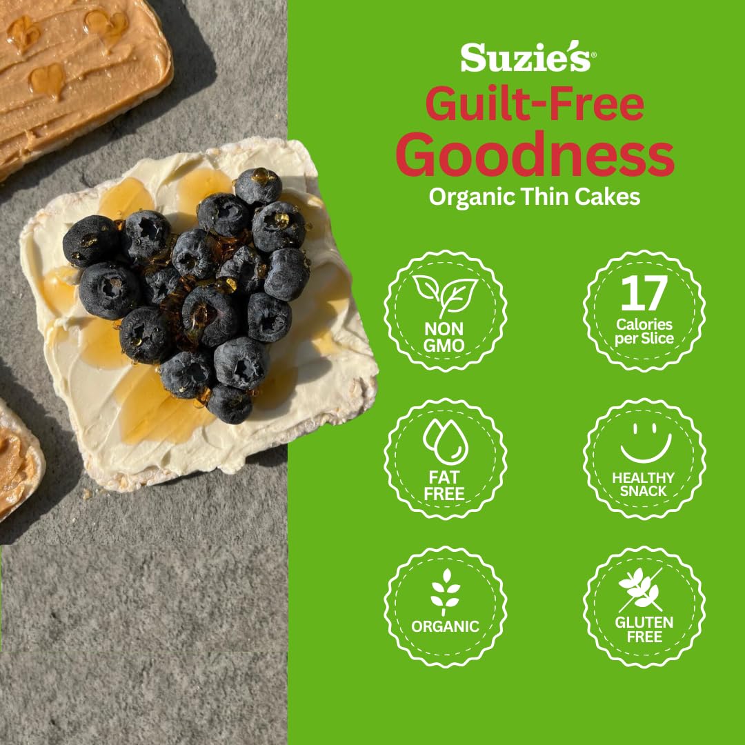 Suzie'S Organic Rice Cakes Thins|6 Pack|Corn Quinoa & Sesame|Usda Organic, Non-Gmo, Fat-Free, Sugar-Free, Gluten-Free|Low-Calori