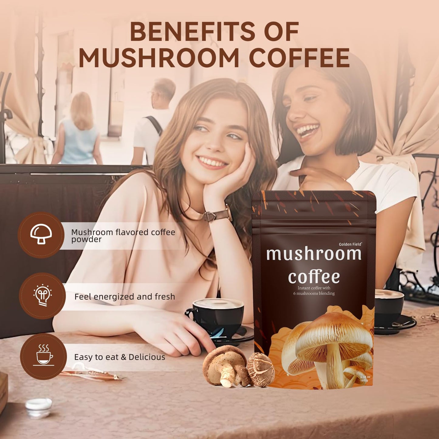 Mushroom Coffee 6 Adaptogenic Mushrooms Usda Organic Instant Coffee Mct Oil Usa Grown Better Energy, Focus, Digestion, Immunity