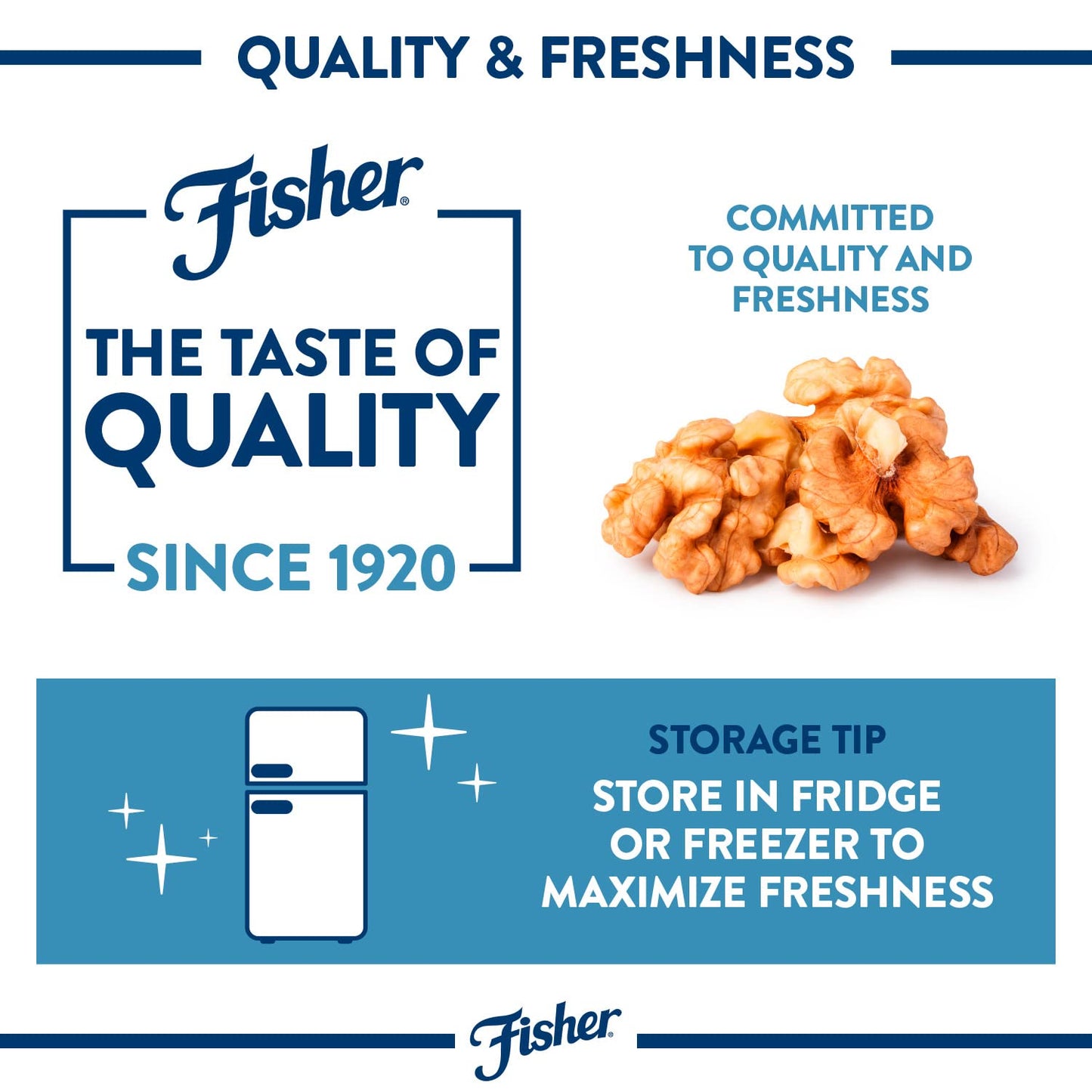 Fisher Chopped Walnuts, 10 oz, 100% California Unsalted, Resealable Bag, Vegan Protein, Keto Snack, Brown