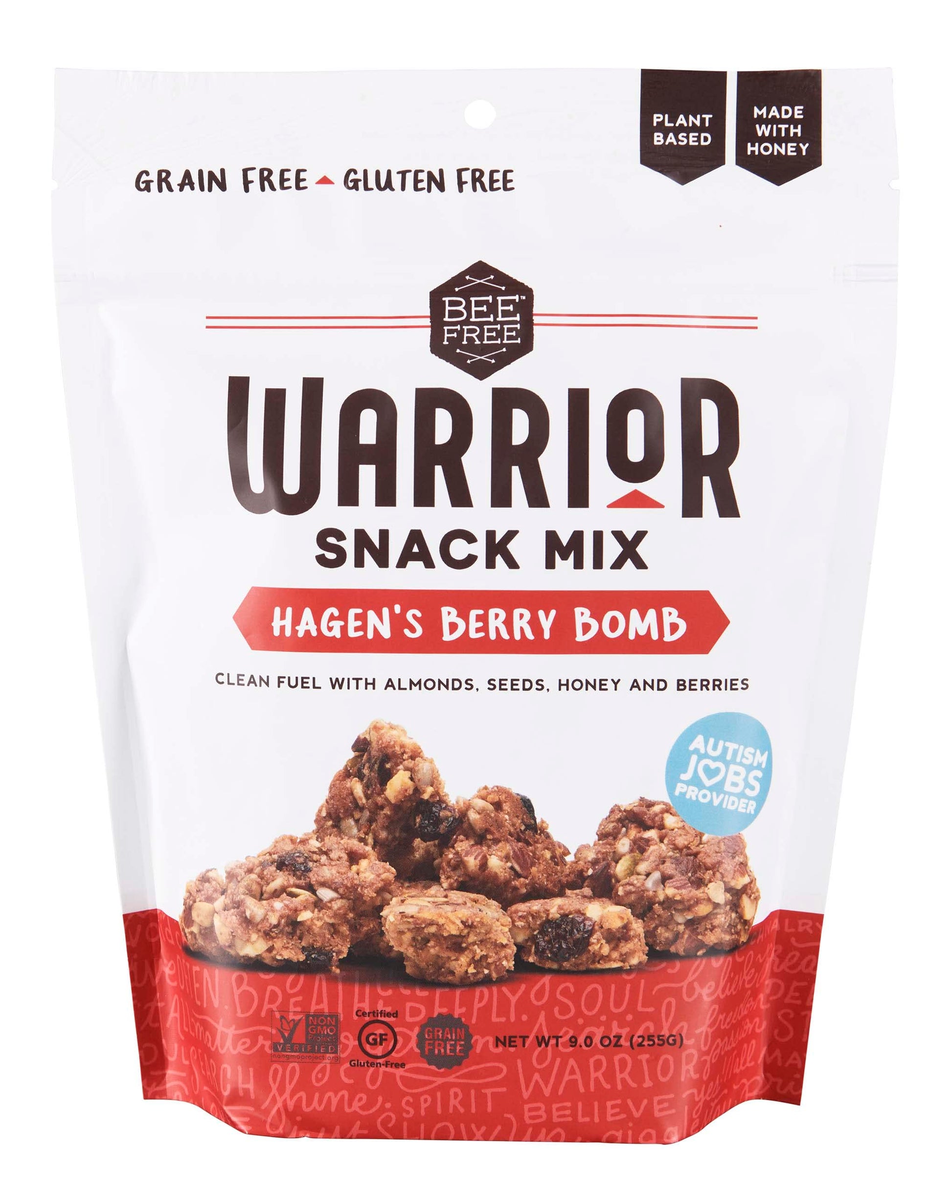 BeeFree Warrior Mix Gluten Free Granola Bites, Paleo, Low Carb, Oat Free, 9 Ounce Bag