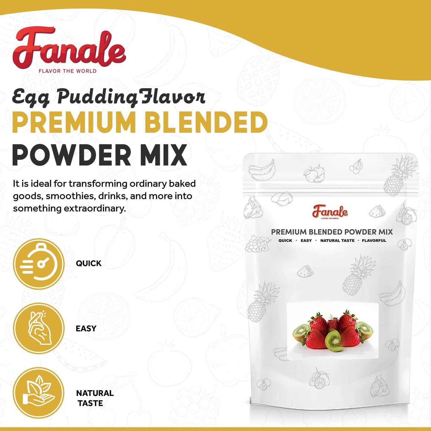 Fanale Premium Egg Pudding Bubble Tea Flavoring Powder | Perfect For Baking, Smoothies, Desserts And Drinks | Instant Flavoring