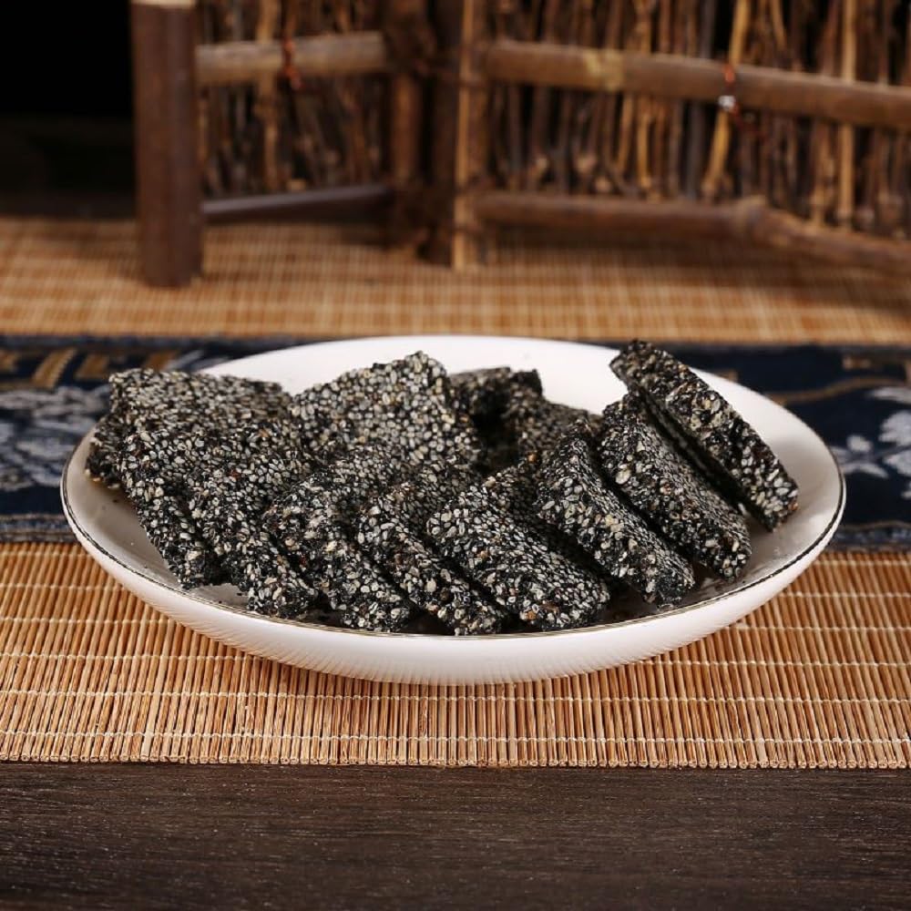 Zhejiang Specialty: Traditional Handmade Black Sesame Peanut Maltose Candy 250G/8.8Oz (Black Sesame Slices)