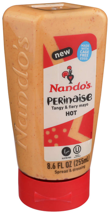 Nando'S Perinaise, Tangy And Fiery Mayo, Hot, Squeeze Bottle, 8.6 Oz