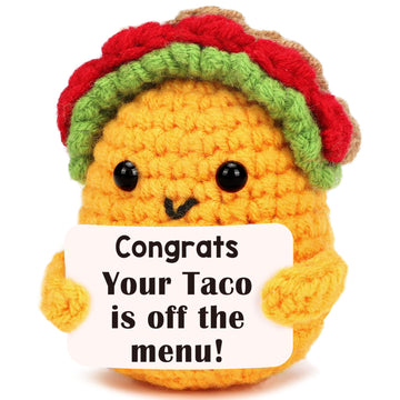 Mini Promotion Farewell Gifts for Women Men Handmade Crochet Taco Humorous Goodbye Gift Office for Coworkers Leader Team Members