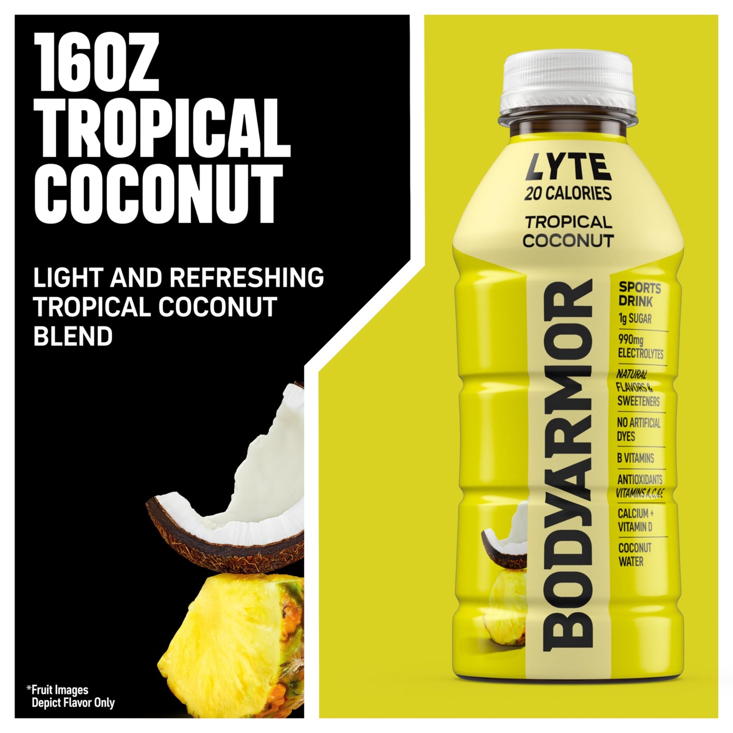 BODYARMOR LYTE Sports Drink Low-Calorie Sports Beverage, Tropical Coconut, Coconut Water Hydration, Natural Flavors With Vitamin