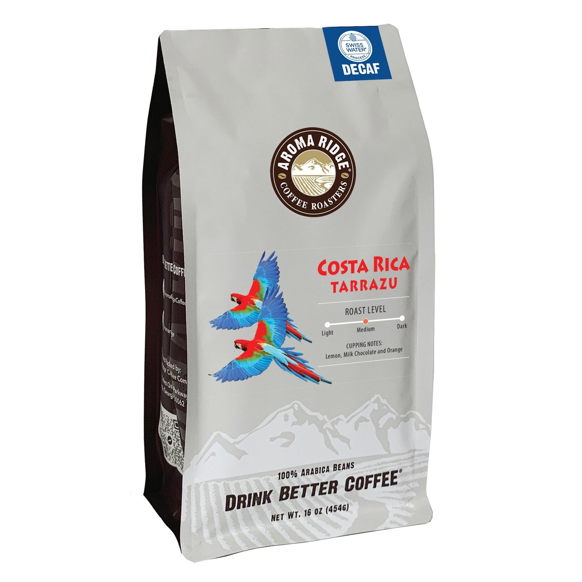 Aroma Ridge Decaf Whole Bean Coffee, Medium Roast, 16oz, Nutty-Sweet Aftertaste, Travel-modelXC191