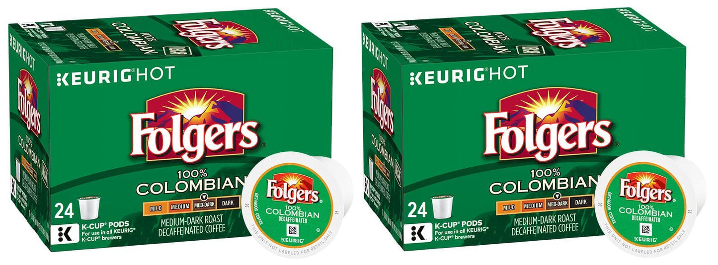 Folgers 100% Colombian Decaf K-Cup Pods for Keurig, 48 Count, Single Serve Coffee Pods