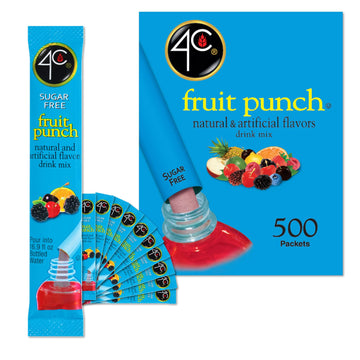 4C Powder Drink Stix, Fruit Punch Flavor, Bulk Buy, 500 Count, On-the-Go Refreshments