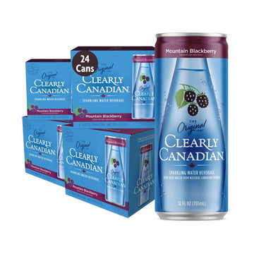 Clearly Canadian Mountain Blackberry Sparkling Spring Water Beverage, Natural & Carbonated, Flavored Seltzer Water, 1 Case (24 C