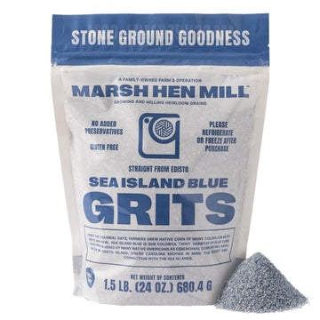 Marsh Hen Mill Sea Island Blue Grits | Stone Ground Grits | Gluten Free Old Fashioned Grits | Southern Heirloom Corn Grits With A Hearty  Fruity  Nutty Flavor | 100% Natural | 24 Oz (Pack Of 1)