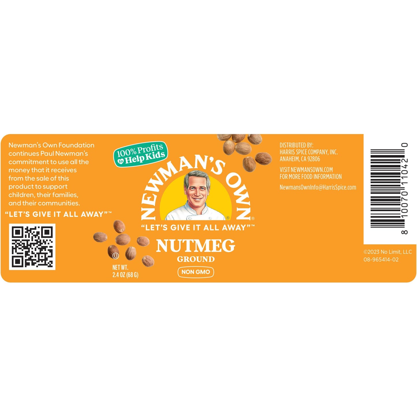 Newman'S Own Ground Nutmeg; Great For Baking Cakes, Pies, And Cookies, Non-Gmo, Kosher, 2.4 Oz. Bottle