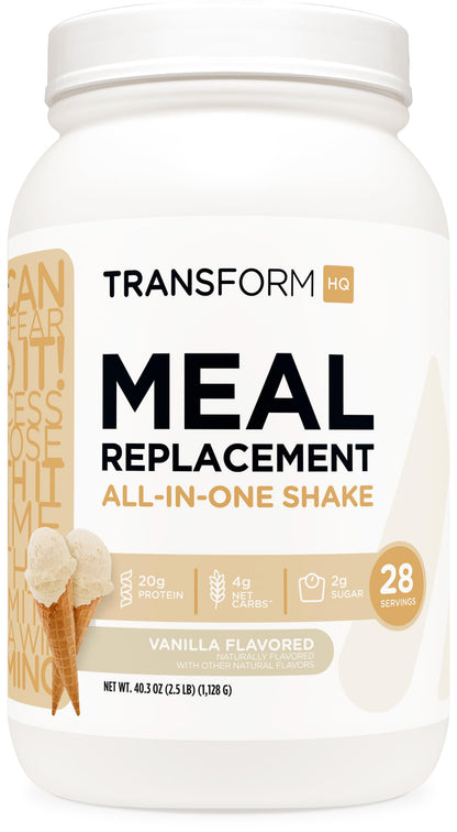 TransformHQ Meal Replacement Shake Powder 28 Servings (Vanilla) - Gluten Free, Non-GMO