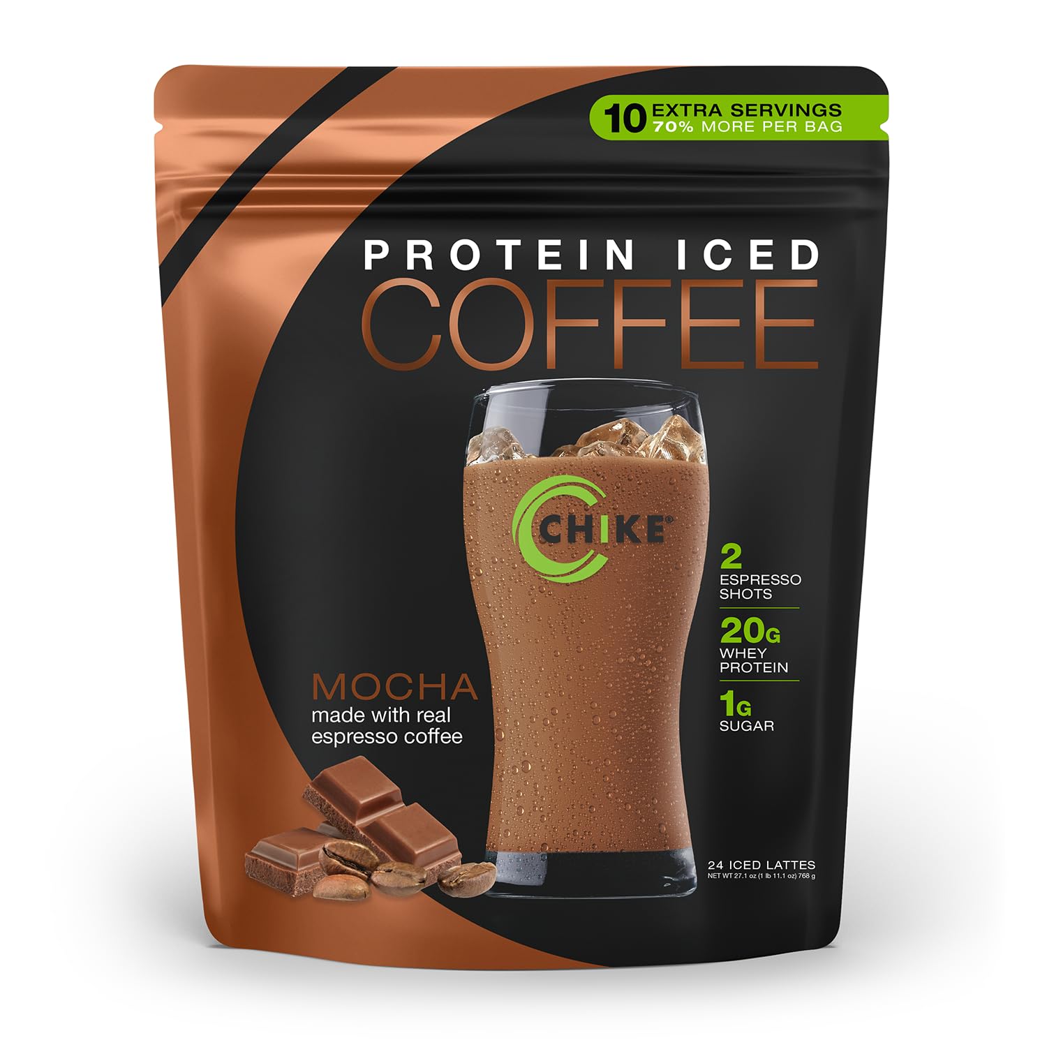 CHIKE Mocha High Protein Iced Coffee, 20g Protein, 1g Sugar, 27.1 Ounce, Keto Friendly, Gluten Free, Model CLUB-COFF-MO