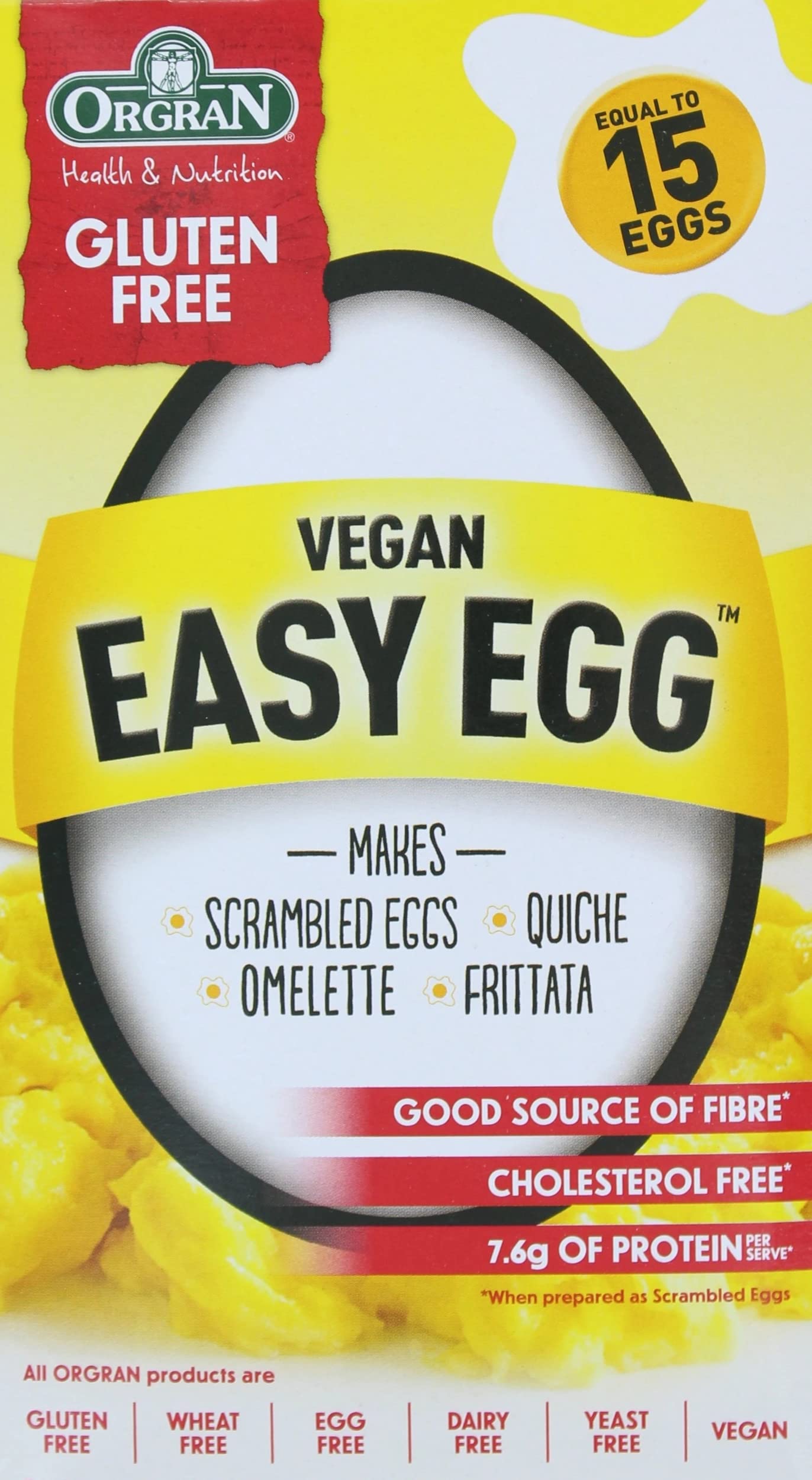 Orgran Vegan Easy Egg ( Gluten Free , Wheat Free, Egg Free, Dairy Free, Yeast Free, Vegan, Low Sat. Fat , Good Source of Fiber, 