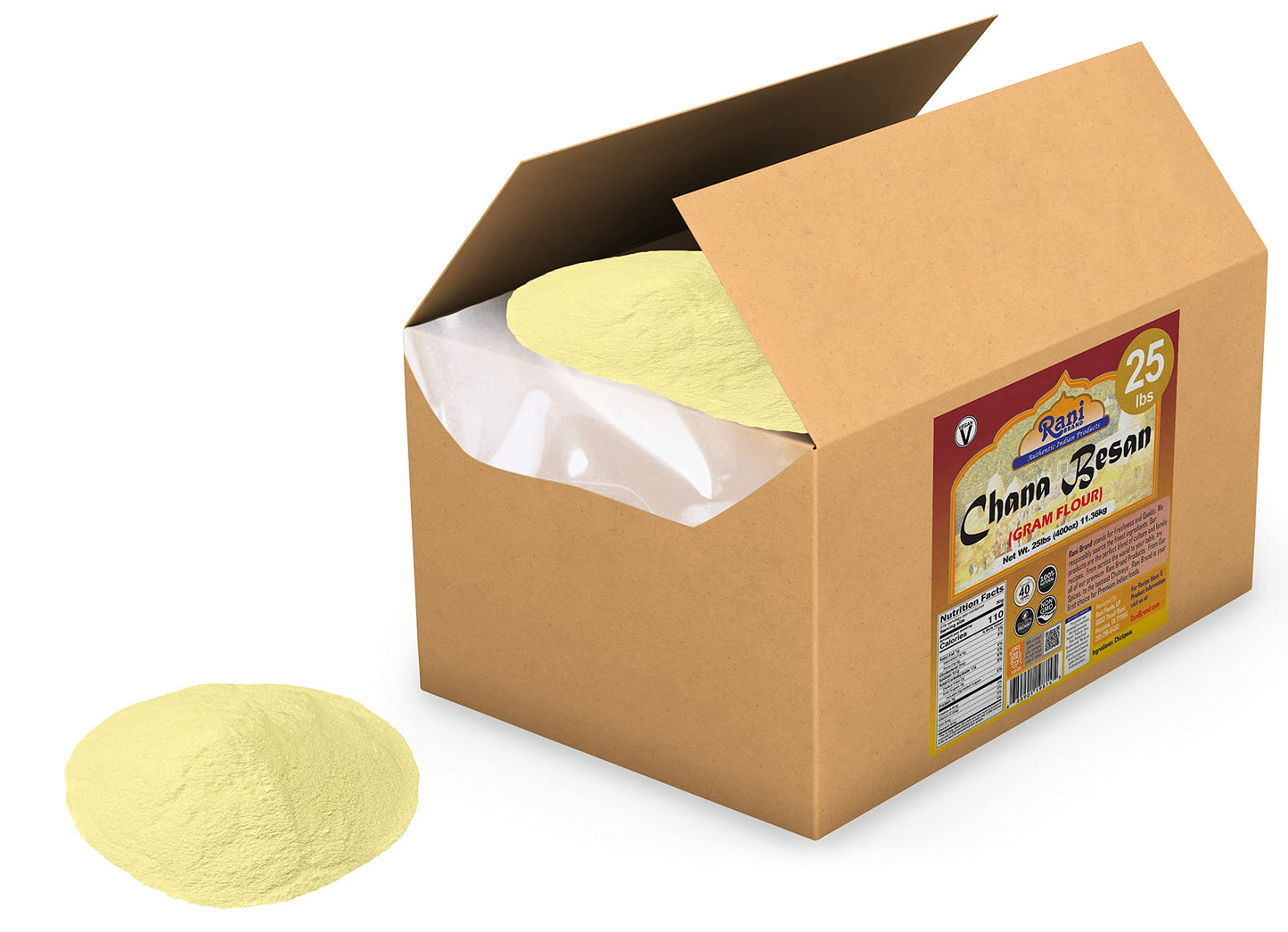 Rani Chana Besan (Chickpeas Flour, Gram) 400Oz (25Lbs) 11.36Kg Bulk Box ~ All Natural | Vegan | Gluten Friendly | Non-Gmo | Kosh