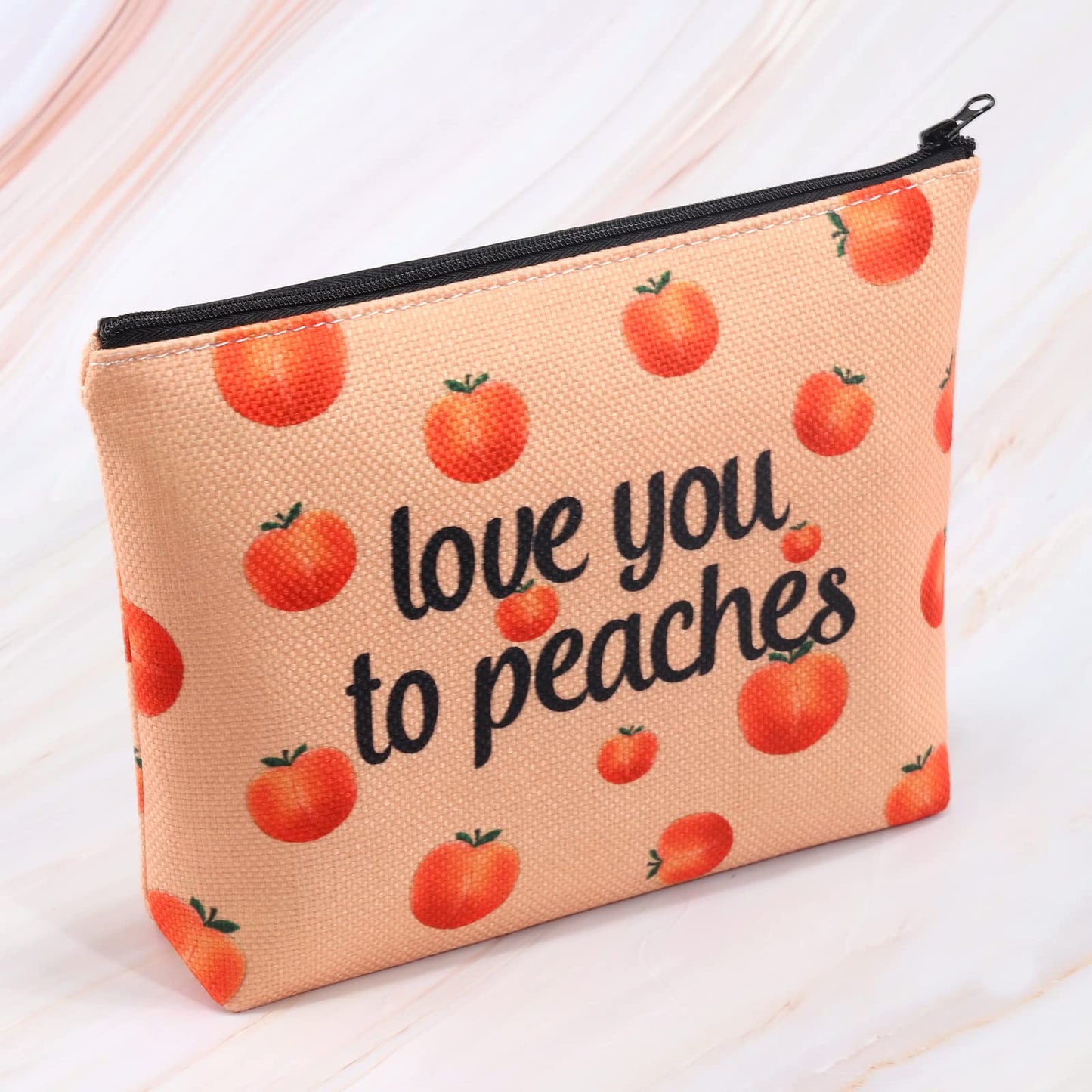 Vamsii Peach Makeup Bag Love You To Peaches Funny Peach Gift Bags Peach Themed Gifts Fruit Pun Gifts Peach Lover Gifts (Love You