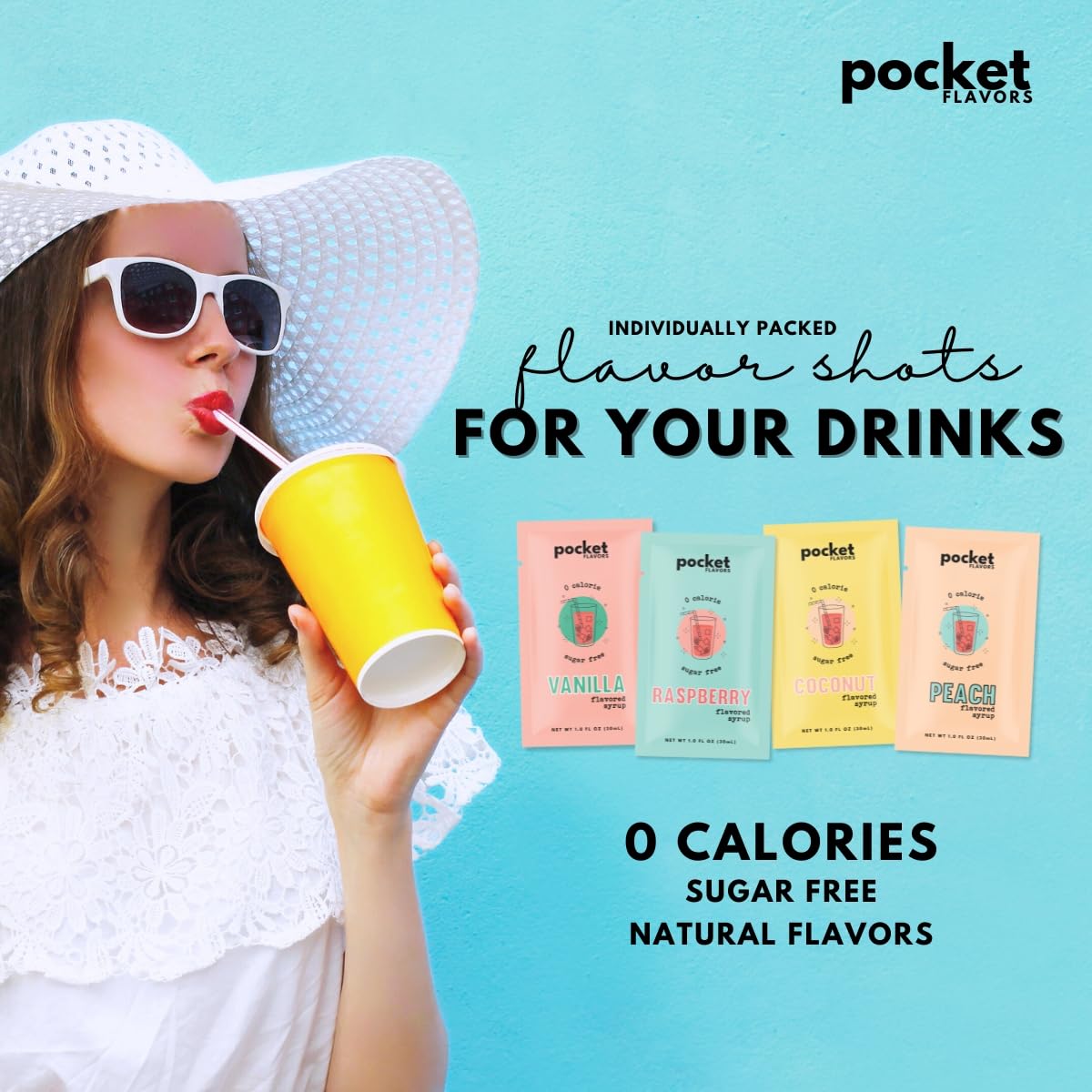 Pocket Flavors Zero Calorie Flavored Syrup, Variety (32)